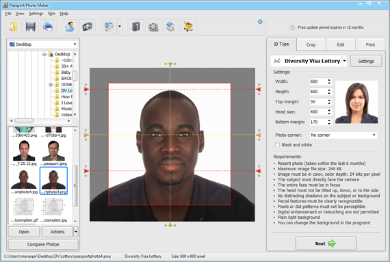 green card visa photo tool