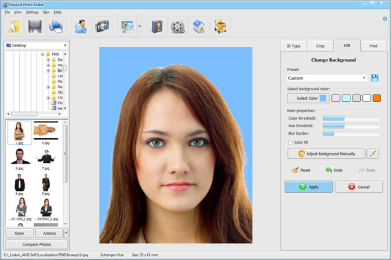Change background color for ID photos in Passport Photo Maker