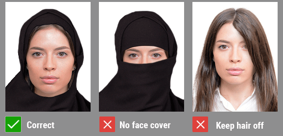 Don't cover your face with hear or hijab 