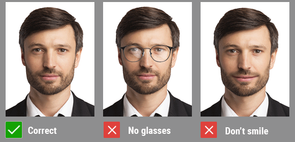 Keep neutral facial expression, take off spectacles