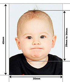 Photo d’identité pour bébé - dimensions