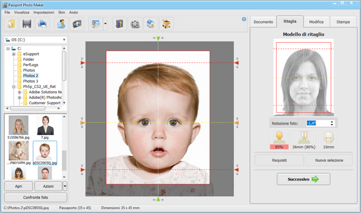Come fare la fototessera per il neonato - schermata