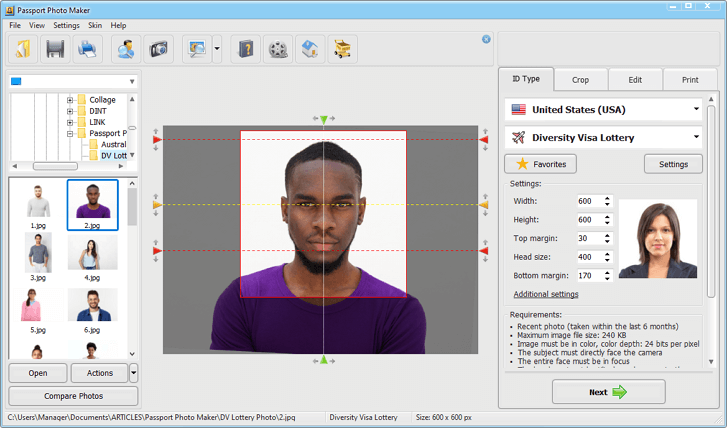 passport photo cropping tool online free