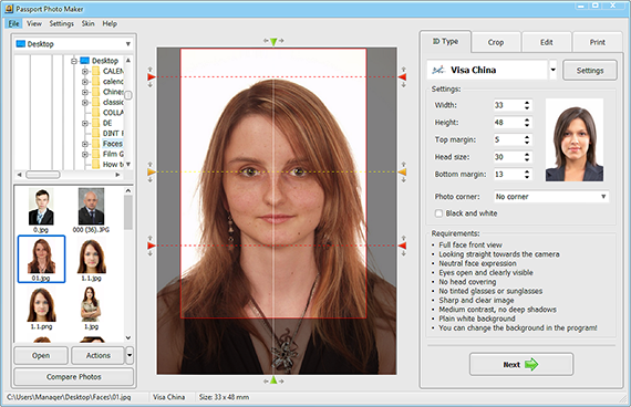 Crop your Chinese visa photo