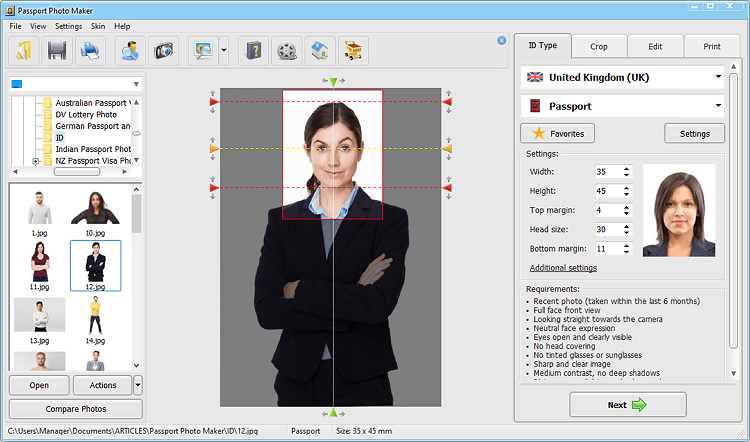 Choose the document photo template