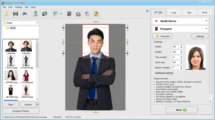 korean passport photo maker