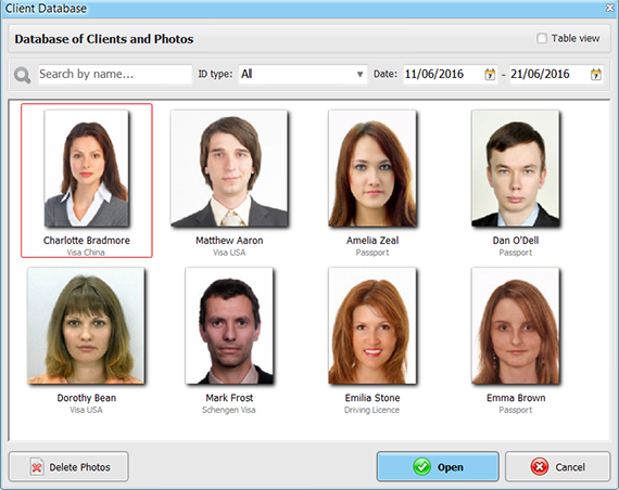Passport Photo Maker client database