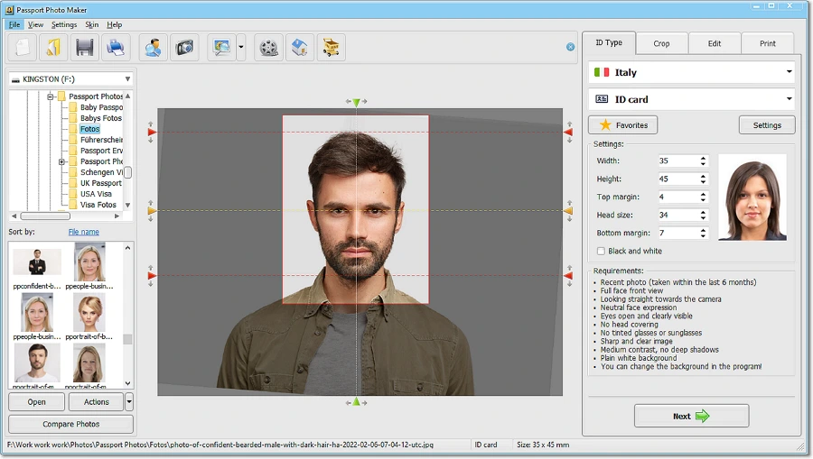 Cambia il colore di sfondo in Passport Photo Maker