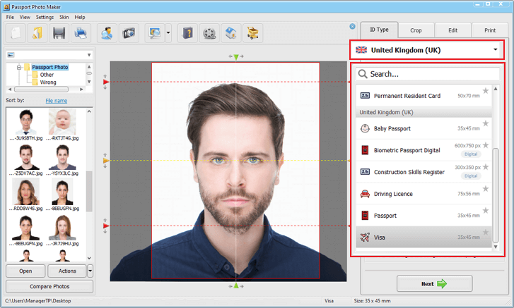 Choose the needed ID template