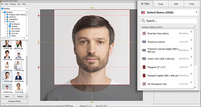 us visa photo size dimensions